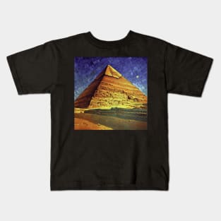 Pyramid of Egypt, Vincent van Gogh style, oil on canvas Kids T-Shirt